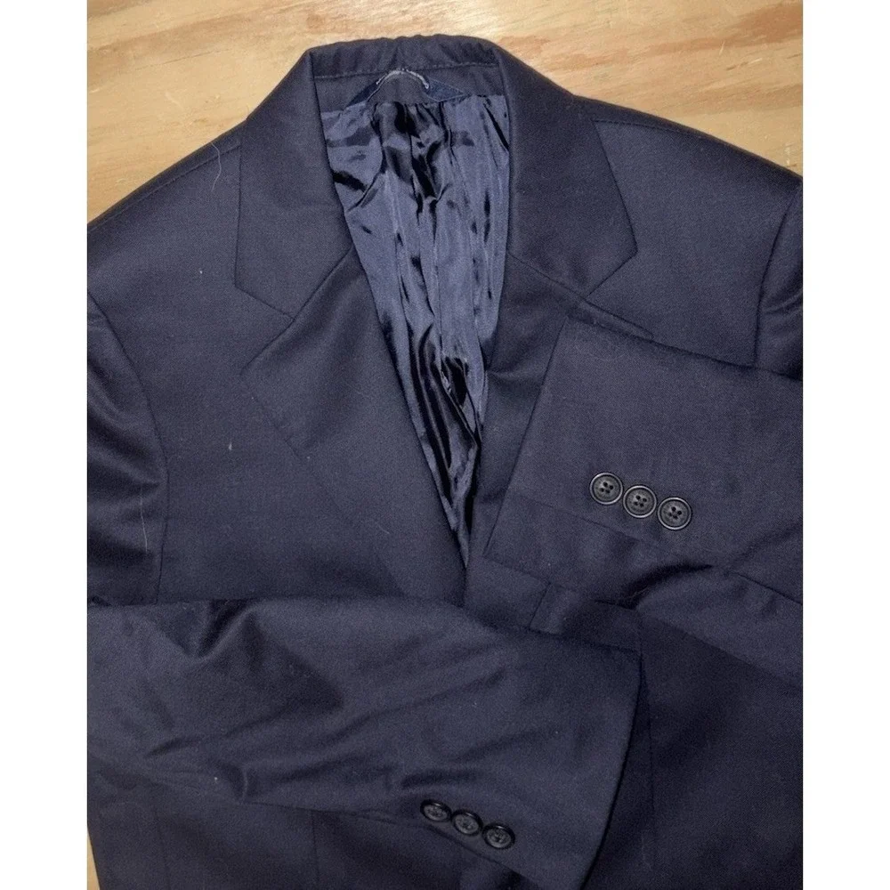 Brooks Brothers Fleece Boy's Navy Blue Wool Blazer 10 Wedding 2 Button